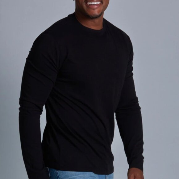 Men's Onno Long Sleeve Bamboo T-Shirt Black - Picture 1 of 3